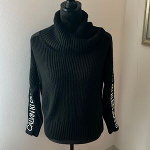 Calvin Klein Jeans‎ black ribbed cowl neck long sleeves sweater Sz S